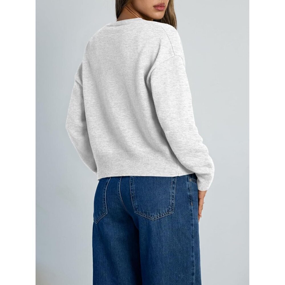 Women Cropped Cardigan Sweater Lightweight Knit Fall Casual Outfit - Picture 4 of 6